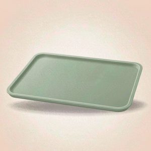 Illustration of a rectangular silicone pet feeding mat with a raised lip