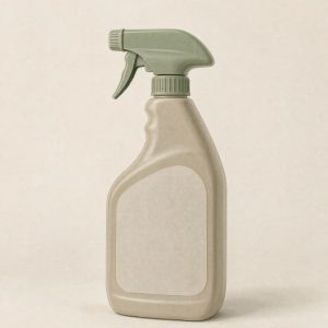 Illustration of a trigger-spray bottle of pet stain and odour cleaner with a blank label