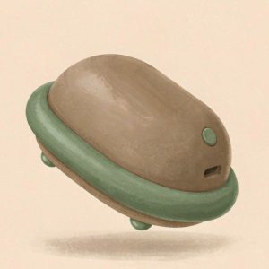 Illustration of a rechargeable automatic cat toy that rolls unpredictably